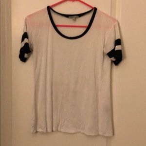 white see through t shirt with black stripes